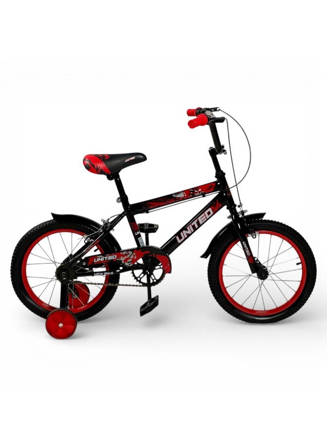 AL BADER Kids Bicycle 16 Inch, Sport Style Children Bike with Air Tires, Removable Training Wheels for Balance Learning, Heavy Duty Steel Frame, Safe Hand Brake, Adjustable Comfortable Seat, Perfect Kids Bike for Boys and Girls(Red) - Image 1